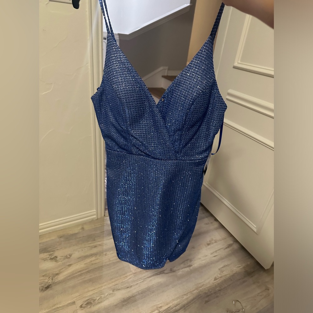 Blue sparkly mini dress